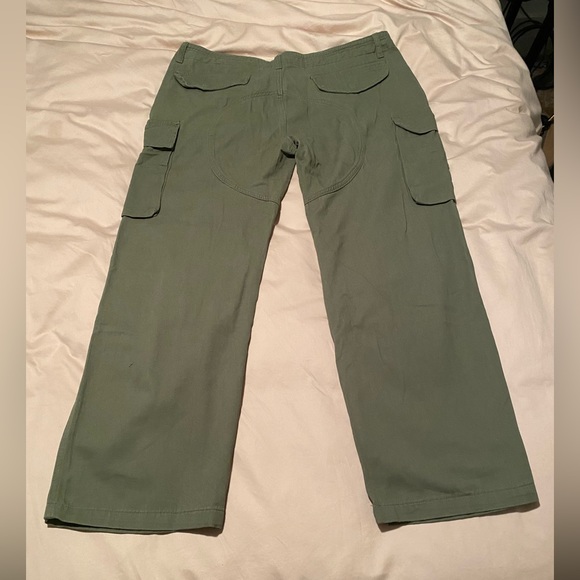Green wide leg cargo pants with white paint and stitching (all intended) 38” - Picture 3 of 3